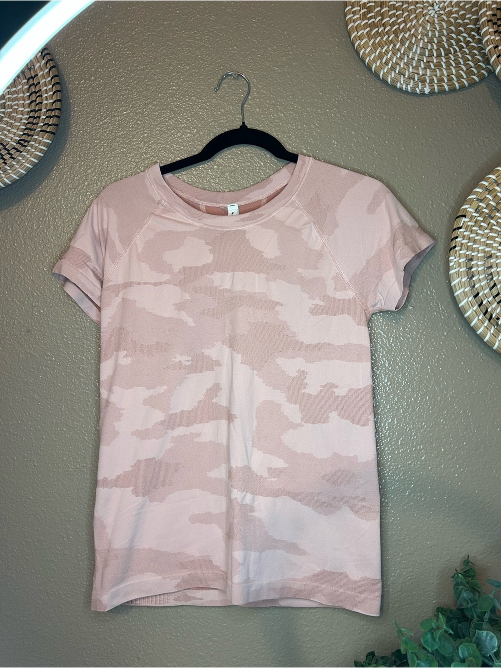 Athleta Pink Camo Short Sleeve Tee